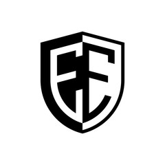 Initial two letter logo shield vector black