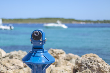 Fototapeta na wymiar Lookout on a blue turquoise water in the shore of Mediterranean Sea