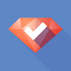 Long shadow diamond with a check mark