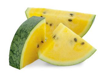 yellow watermelon with yellow pulp isolated on the white background