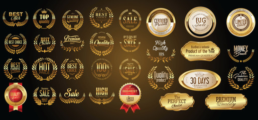 Luxury gold and silver design badges and labels collection  - obrazy, fototapety, plakaty