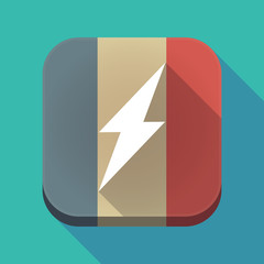 Long shadow France flag with a lightning