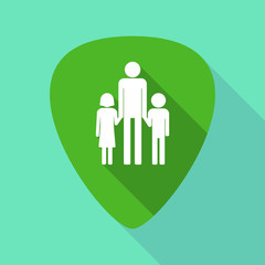 Long shadow plectrum with a male single parent family pictogram