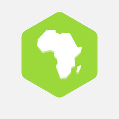 Isolated hexagon with  a map of the african continent