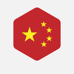 Isolated hexagon with  the five stars china flag symbol