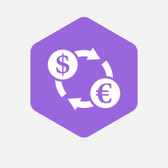 Isolated hexagon with a dollar euro exchange sign