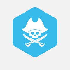 Isolated hexagon with a pirate skull