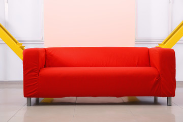 Beautiful sofa as element of interior design in modern room