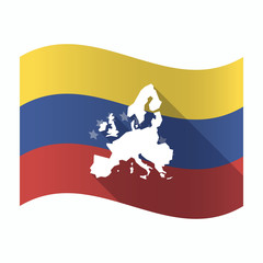Isolated Venezuela flag with  a map of Europe