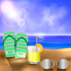 Summer background with sea. Vector