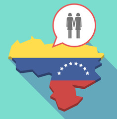 Long shadow Venezuela map with a lesbian couple pictogram