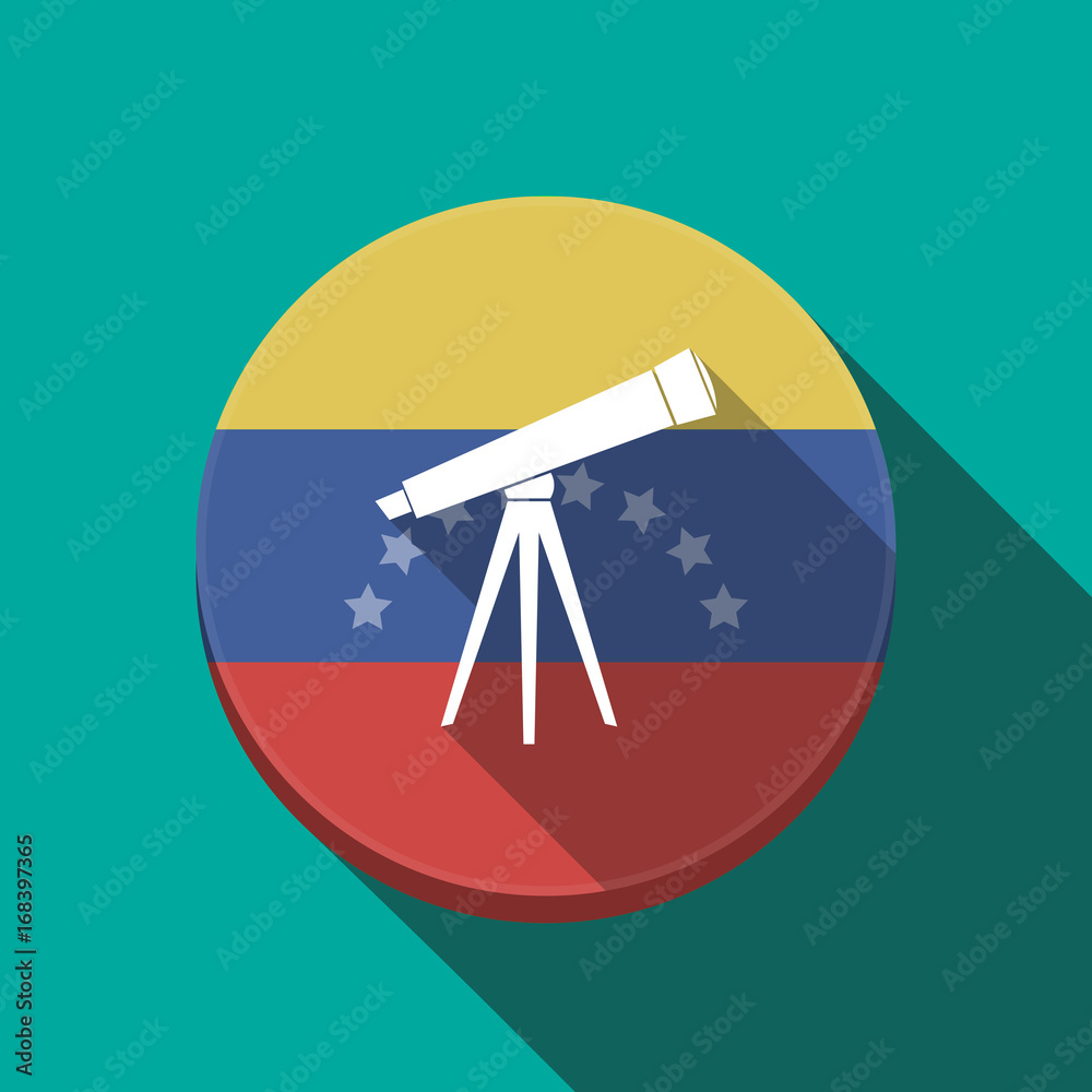 Sticker long shadow venezuela button with a telescope