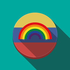 Long shadow Venezuela button with a rainbow