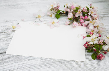 apple blossoms with card