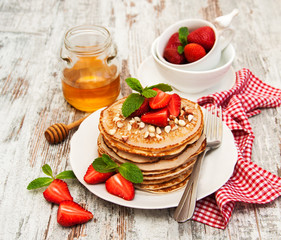 Pancakes with strawberries