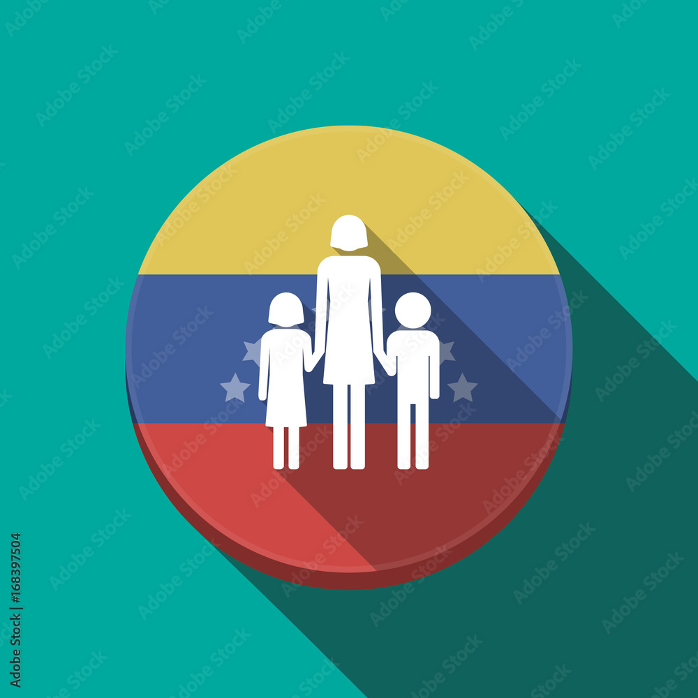 Canvas Prints long shadow venezuela button with a female single parent family pictogram