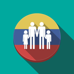 Long shadow Venezuela button with a gay parents  family pictogram
