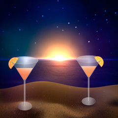 Summer background with sea. Vector