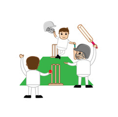 Cricket Players in Ground Test Match cartoon