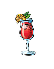 Pop art style hand drawing alcoholic cocktail  illustration