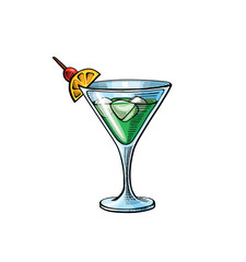 Pop art style hand drawing alcoholic cocktail  illustration