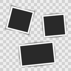 Instant photo frames  on transparent background. Vector illustration.