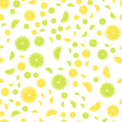 Seamless pattern with lemon slices. Vector background
