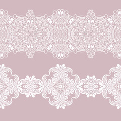 Set of white laces. seamless pattern, vector border.