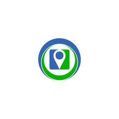 pin locator in circle logo design