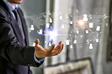 Media worldwide technology connection and make money concept . Mixed media