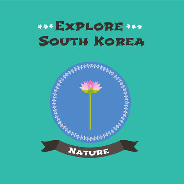 Korean national flower lotus vector illustration
