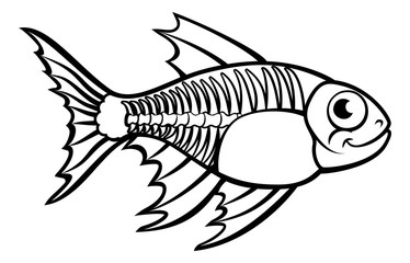 XRay Tetra Fish Cartoon Character