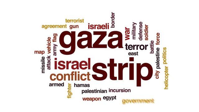 Gaza strip word cloud animation on white background