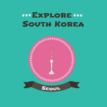 Namsan tower in Seoul, South Korea vector illustration