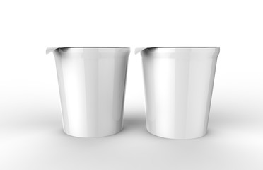 Yogurt Packaging Mock Up Template On Isolated White Background, Ready For Your Design, Plastic Container For Dairy Products, Yogurt, Cream And Dessert, 3d Illustration