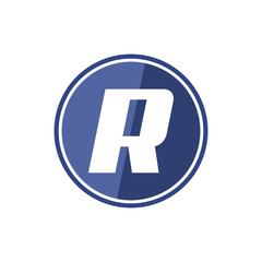 R letter logo in the blue circle. Vector design template elements for your application or company identity.