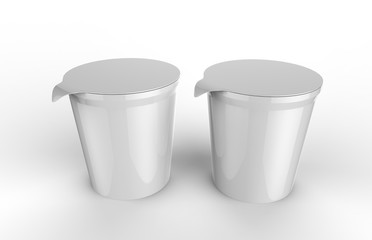 Yogurt Packaging Mock Up Template On Isolated White Background, Ready For Your Design, Plastic Container For Dairy Products, Yogurt, Cream And Dessert, 3d Illustration