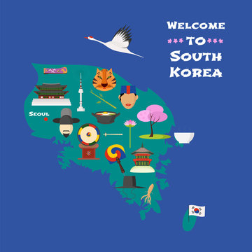 Map of South Korea vector illustration, design element