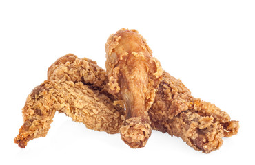 Fried chicken on white background