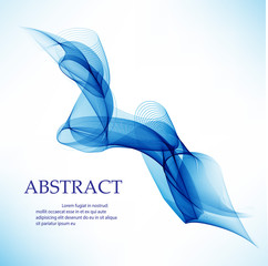 Abstract vector background, blue transparent waved lines. Blue smoke wave.