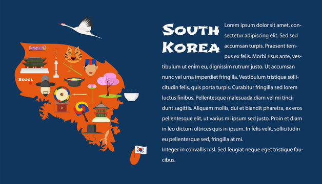 Map of South Korea in article template vector illustration, design element