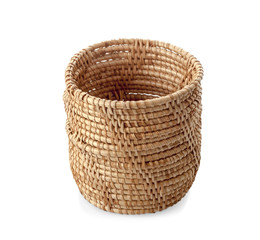 Fototapeta premium vintage weave wicker basket isolated on white background