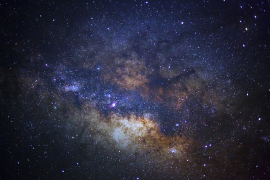 Close-up of Milky way galaxy with stars and space dust in the universe