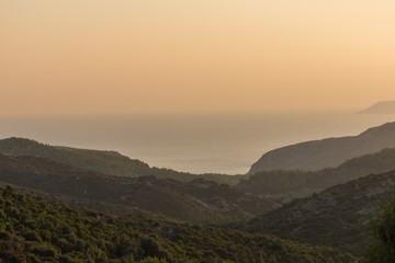 Amazing sunset landscape of Sithonia peninsula, Chalkidiki, Central Macedonia, Greece