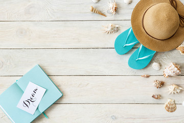 Travel tourism objects isolated top view vacation conecpt