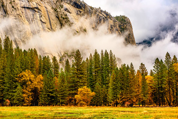 Fototapety  Yosemite Valley w pochmurny jesienny poranek