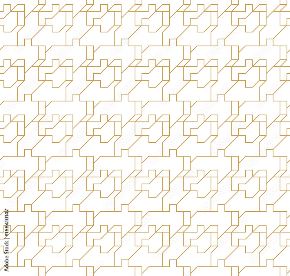 Leinwandbilder Abstract geometric seamless pattern with lines and polyginal elements isolated on the white background.