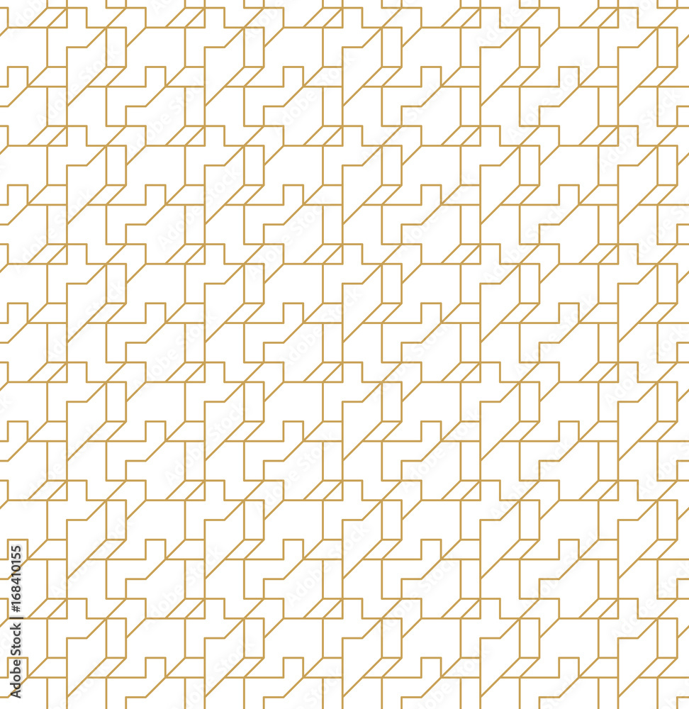 Leinwandbilder Abstract geometric seamless pattern with lines and polyginal elements isolated on the white background.