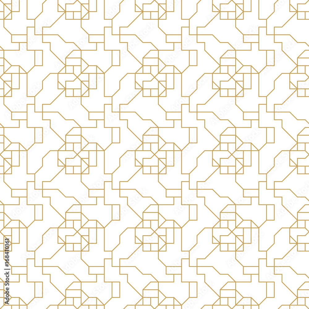 Leinwandbilder abstract geometric seamless pattern with lines and polyginal elements isolated on the white backgrou