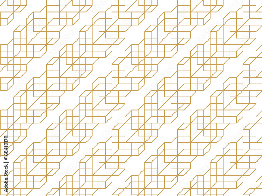 Leinwandbilder Abstract geometric seamless pattern with lines and polyginal elements isolated on the white background.